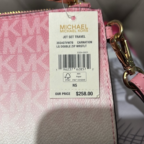 Michael Kors Jet Set Ombré Logo Double Zip Wristlet Wallet Phone Case Hol - Picture 10 of 10
